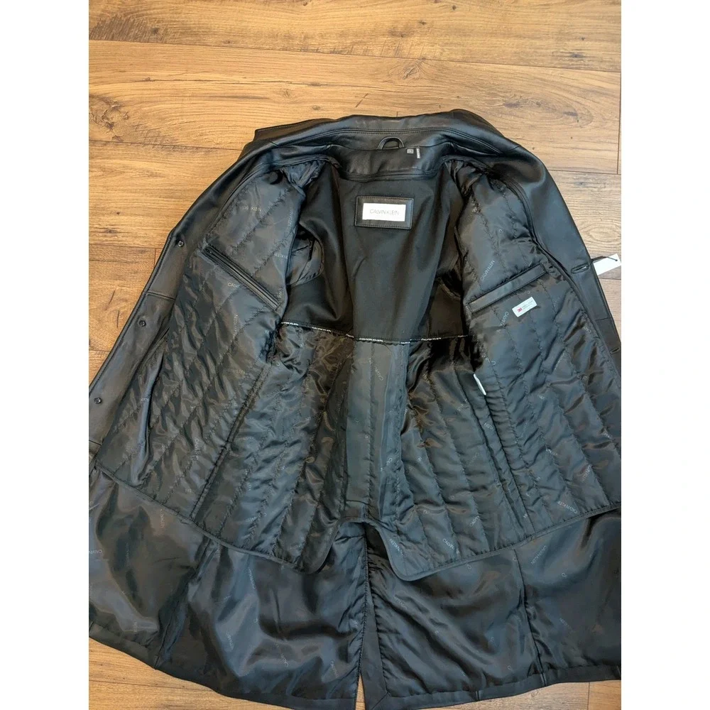 NWT‎ $NWT $449 Calvin Klein Mens Black Genuine Leather Jacket Thinsulate Lined L